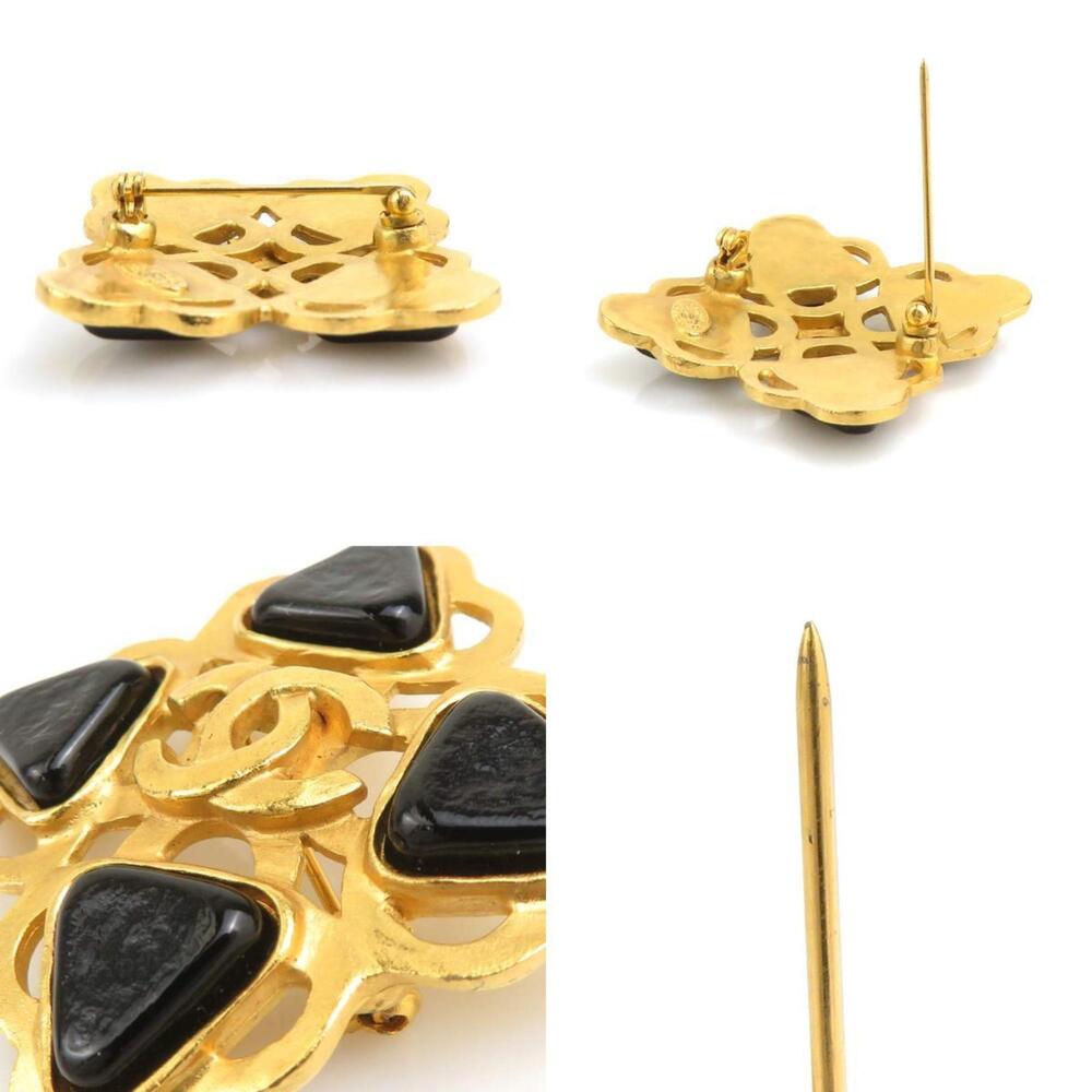 CHANEL Authentic Black Logo Brooch - Picture 4 of 5
